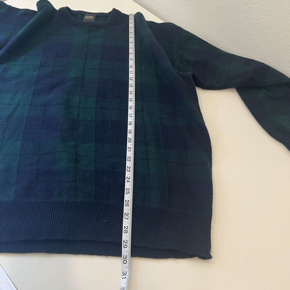 Vintage Y2k Neiman Marcus Cashmere Men’s Green Blue tartan sweater luxury preppy - Picture 6 of 6